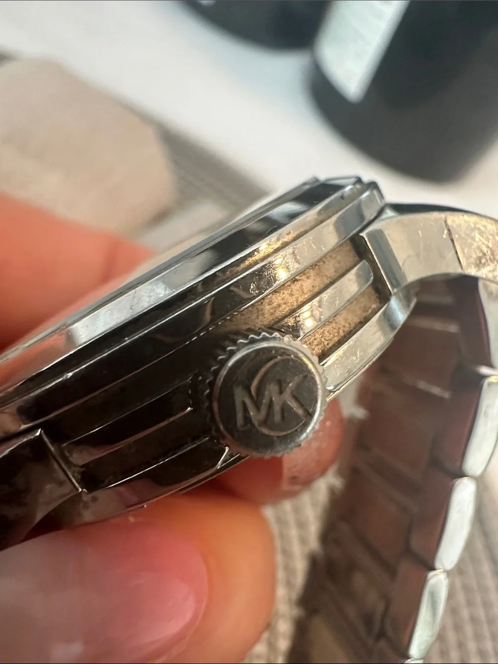 Authentic Michael Kors MK  silver pearl watch! Needs Battery